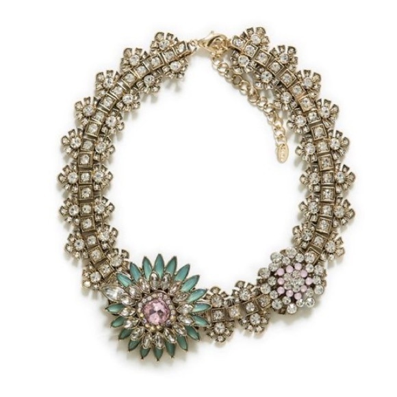 Natasha Statement Flower and Rhinestone Bib Necklace,Stunning,Elegant,Floral 16” - Picture 5 of 8